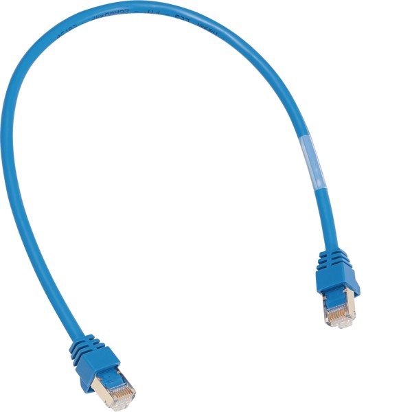 HAGER ZZ45WAN150 Patchkabel, 2xRJ45 Stecker für WAN-Anwendung, blau, Länge 1,5 m
