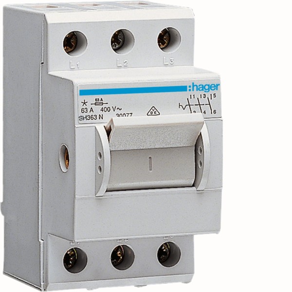 HAGER SH363N Kompaktschalter, Ausschalter, 63A, 3 Schließer, 400V AC, 2.5 PLE